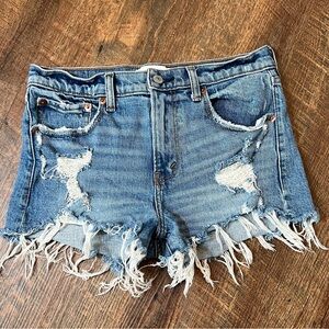 Abercrombie & Fitch Blue Distressed Jean Shorts